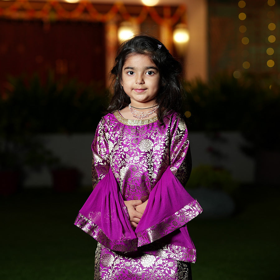 Brocade Kurta with Tulip Trousers