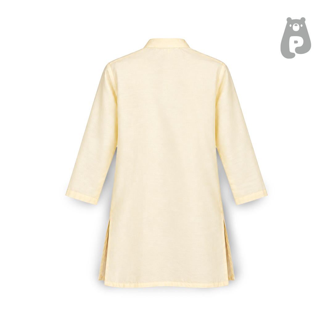 White Cotton Silk Kurta with Red Dhoti for Boys