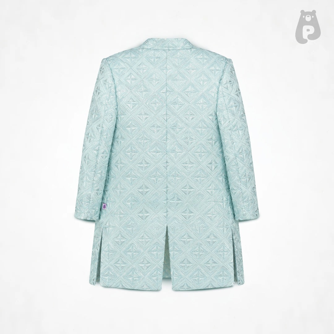 Boys Pastel Blue Asymmetrical Embroidered Kurta Set