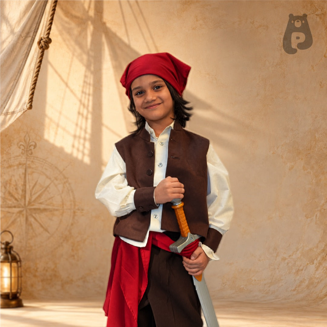 Boys Pirate Costume with Suede Vest & Hat