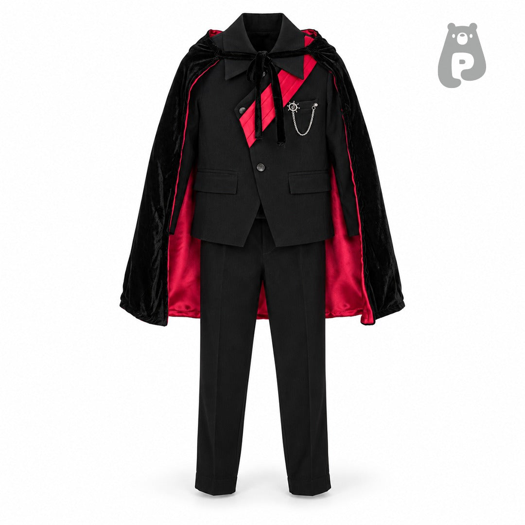 Boys Vampire Costume with Cape - Black & Red