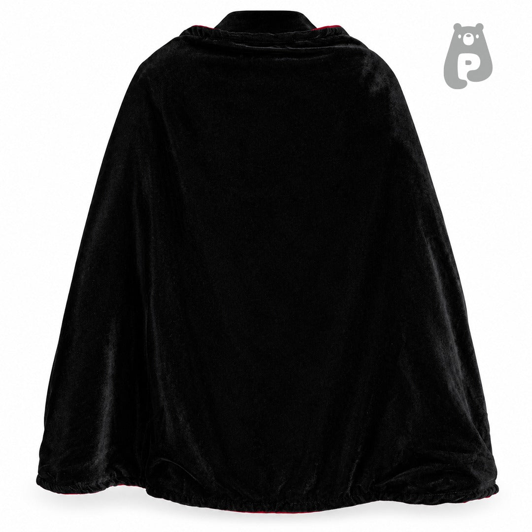 Boys black vampire Halloween costume with velvet cape