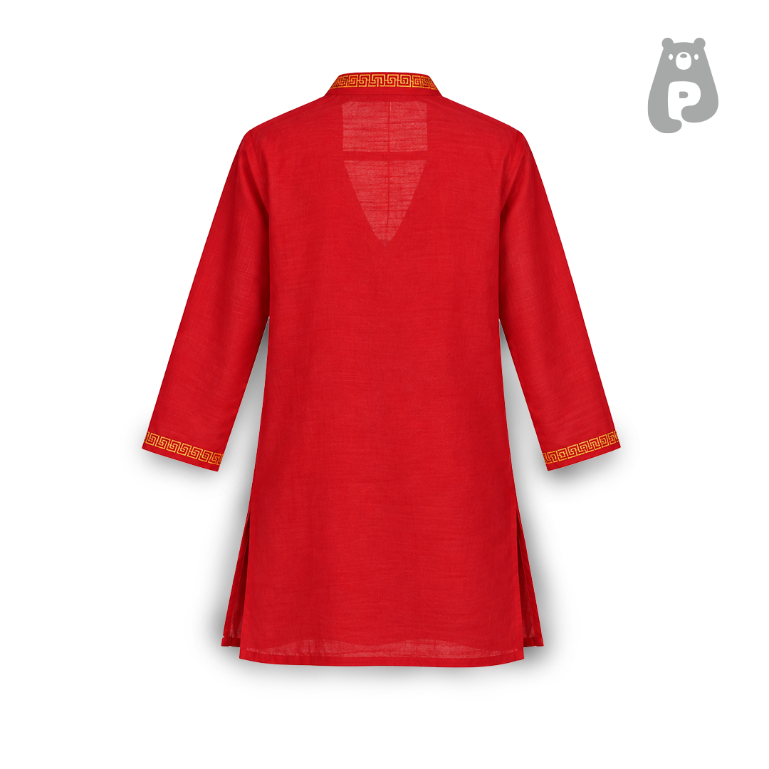 Boys festive maroon dhoti kurta set
