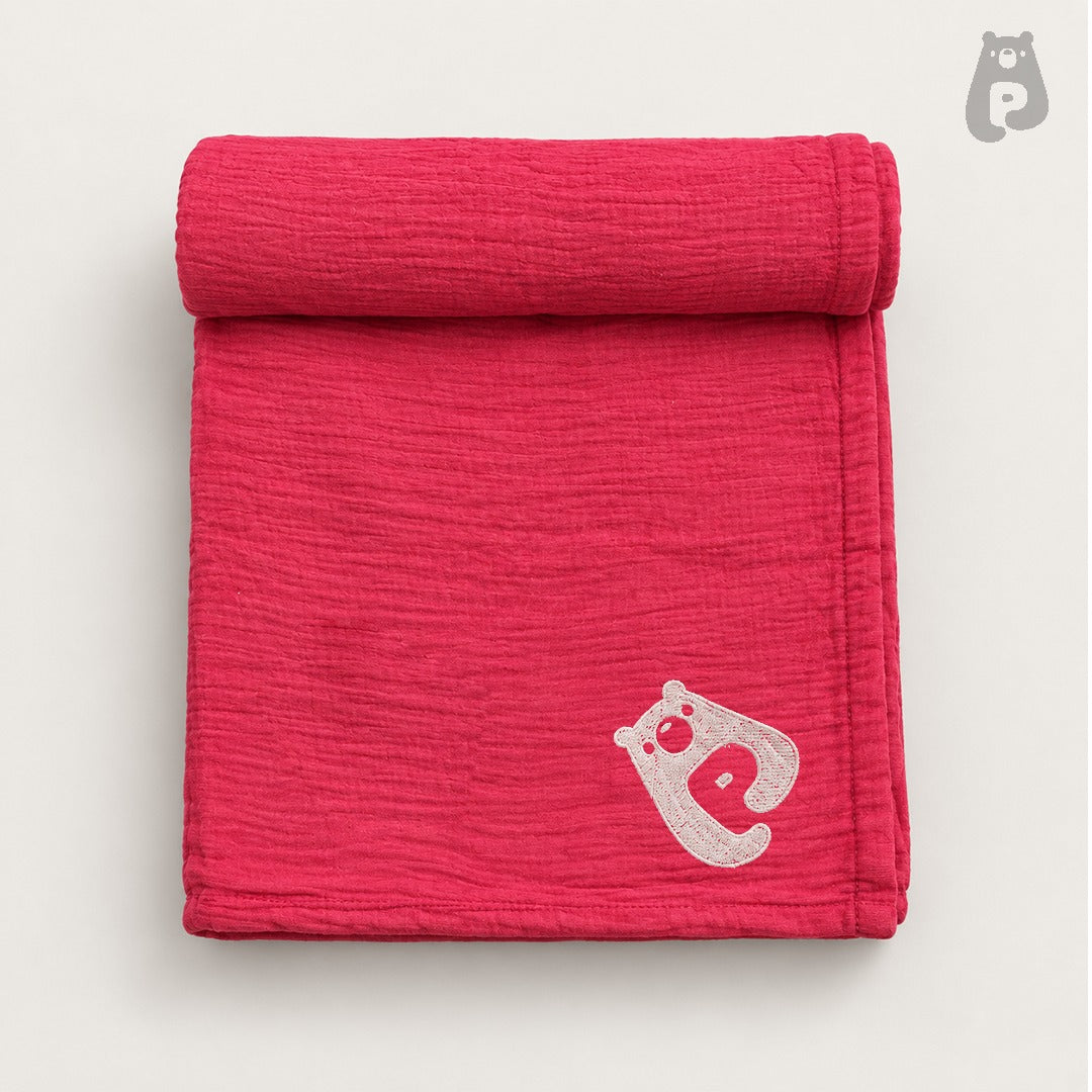 Bright Pink Cotton Baby Bath Towel