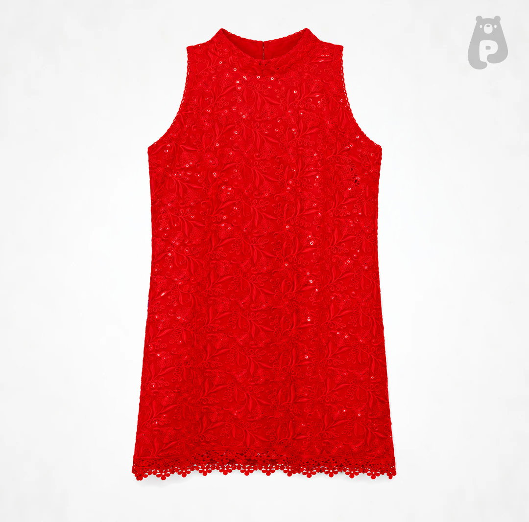 Girls Festive Red Lucknowi Embroidered Palazzo Set with Dupatta