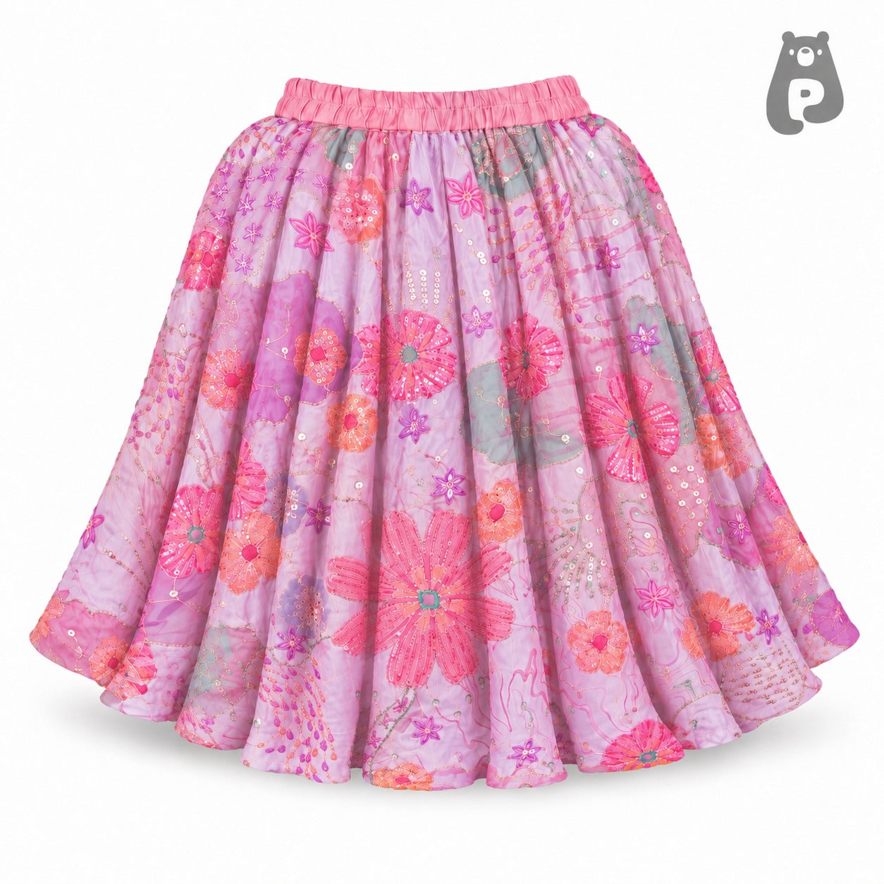Girls Blush Pink Floral Embroidered Crop Top