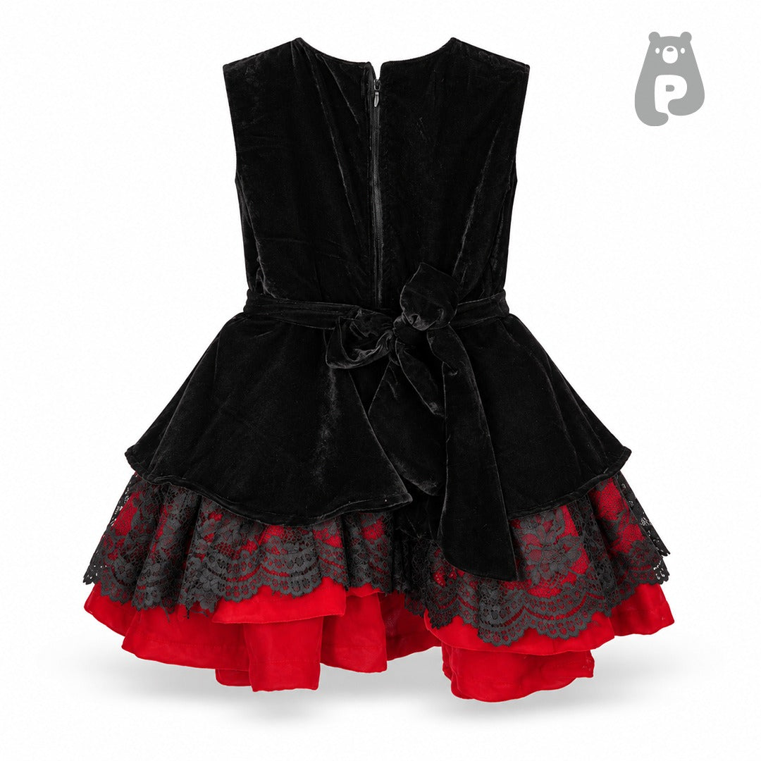 Girls gothic fairy costume with layered lace dress