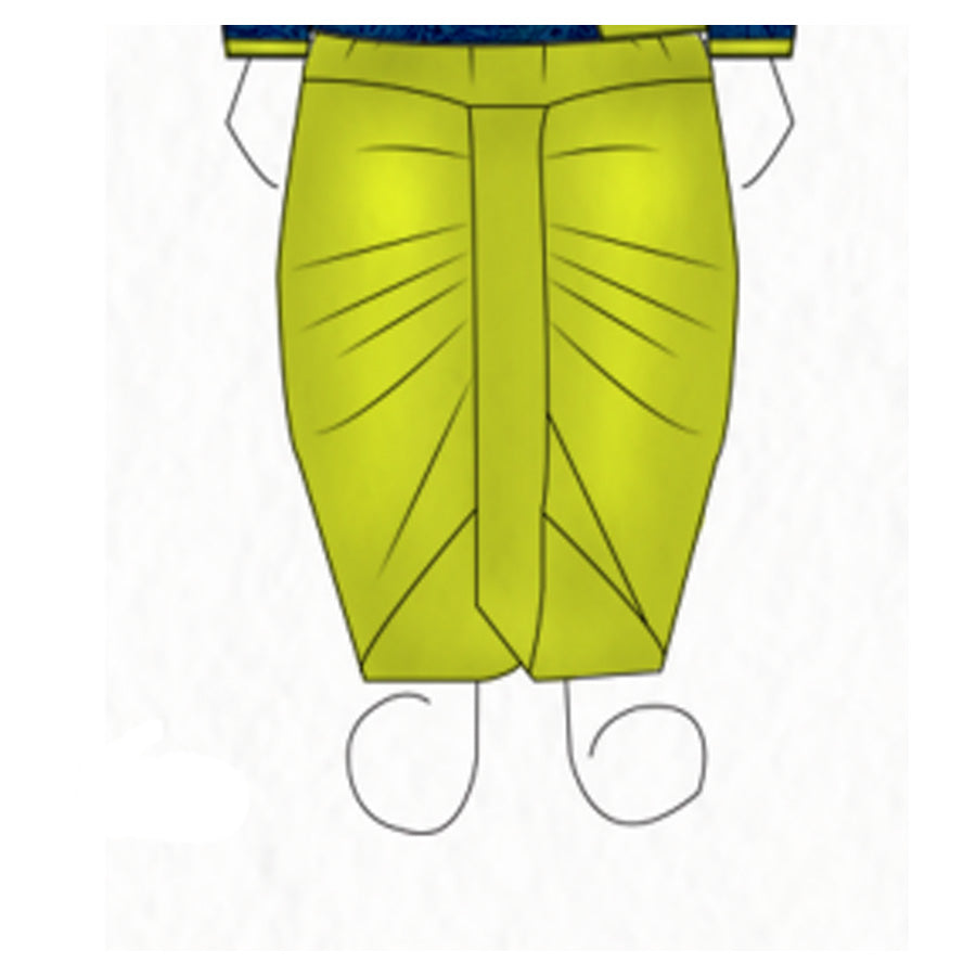 Navy Velvet Jacket with Green Cotton Silk Dhoti