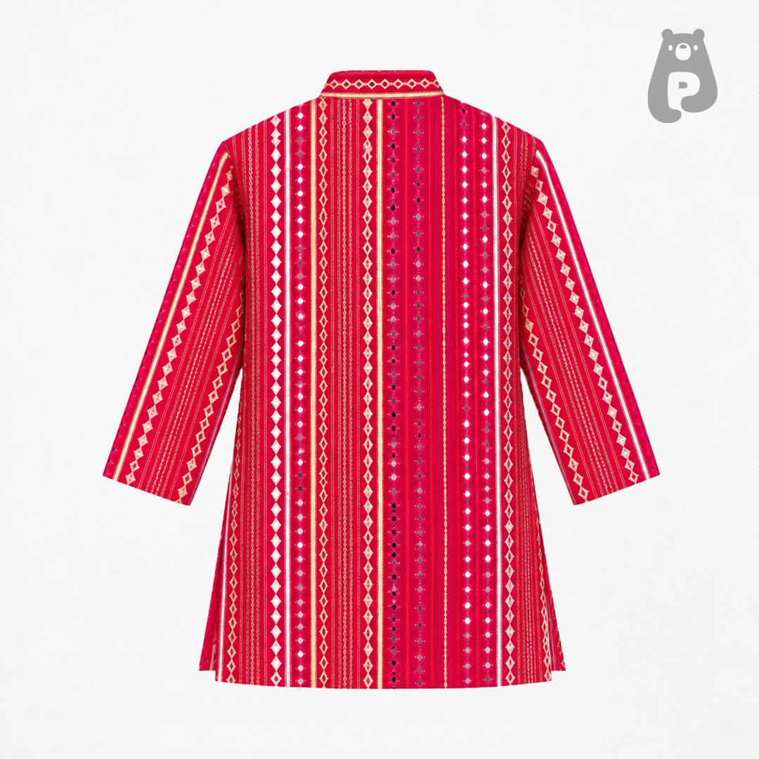 Bright Pink Sherwani Set for Boys