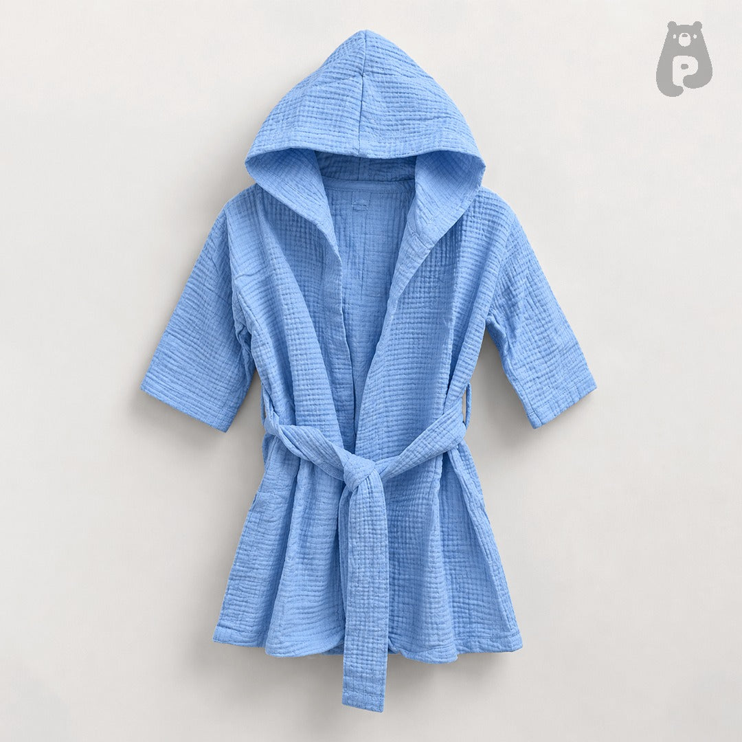 Soft Blue Cotton Baby Bathrobe
