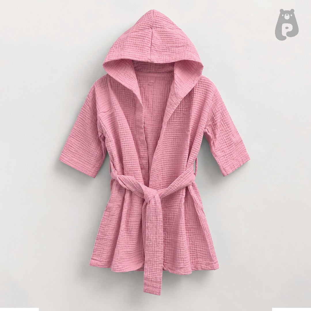 Soft Pink Cotton Baby Bathrobe
