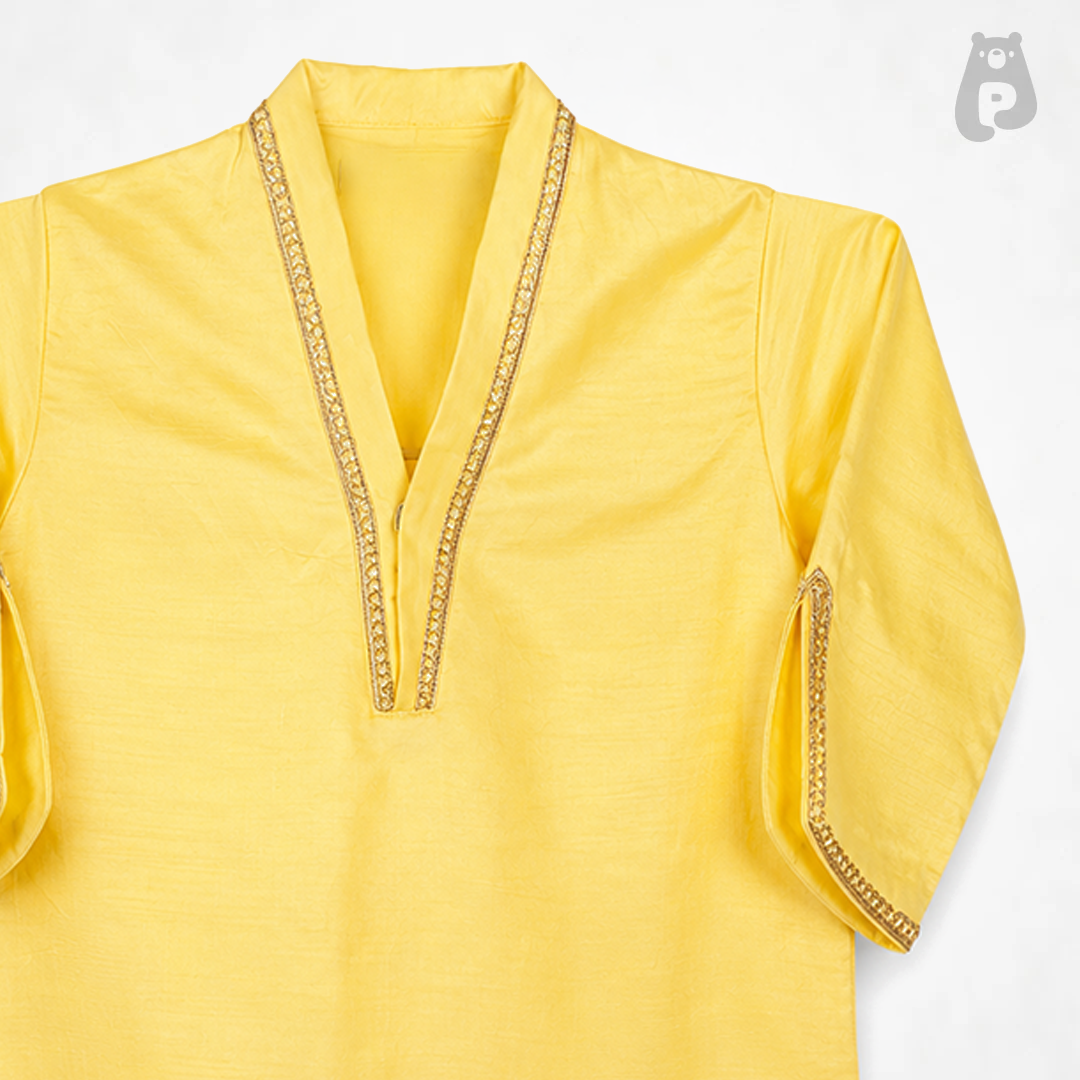 Girls Butter Yellow Kurta Garara Set with Dupatta