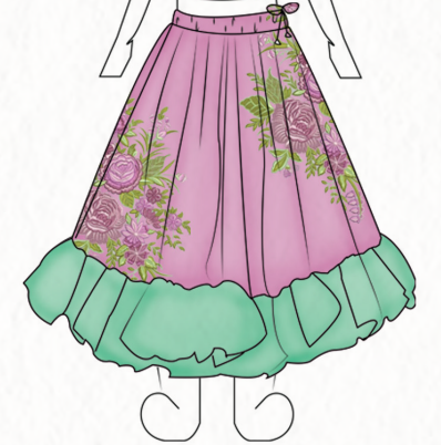 Pink Chanderi Silk One-Shoulder Blouse with Floral Skirt – Girls’ Festive Ensemble