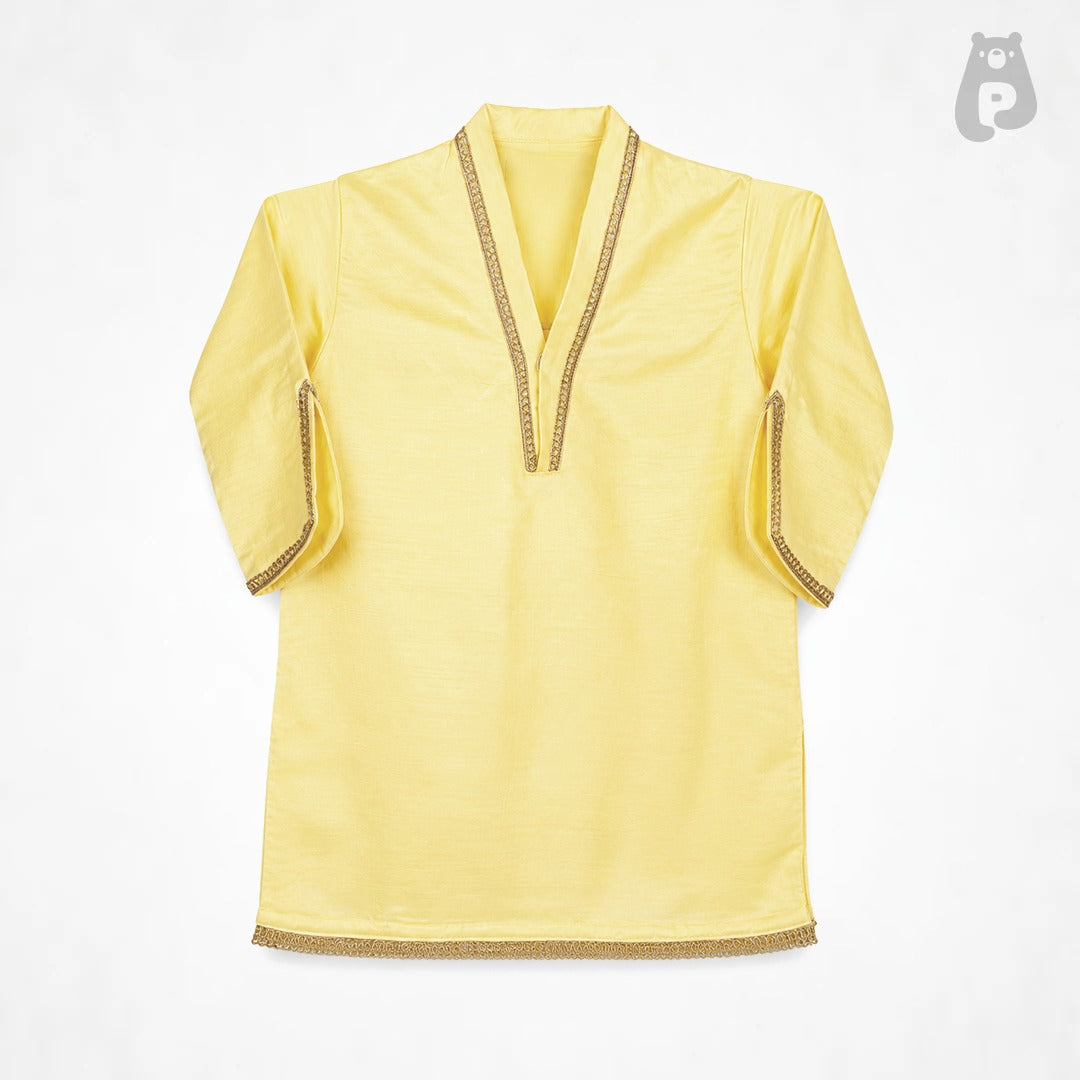 Girls Butter Yellow Kurta Garara Set with Dupatta