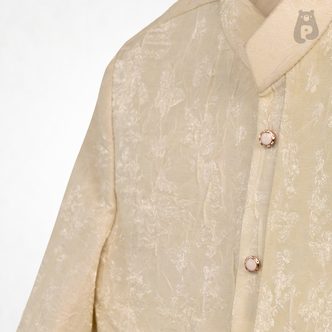 Shaahi Noor - Ivory Jacquard Sherwani Set for Boys